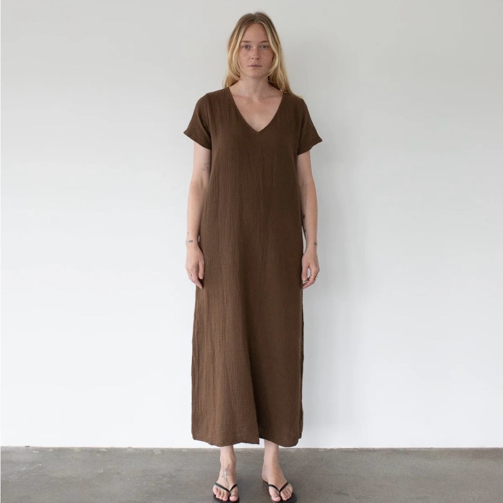 Honest Cotton Olive LONG GWYN DRESS | Size L/XL